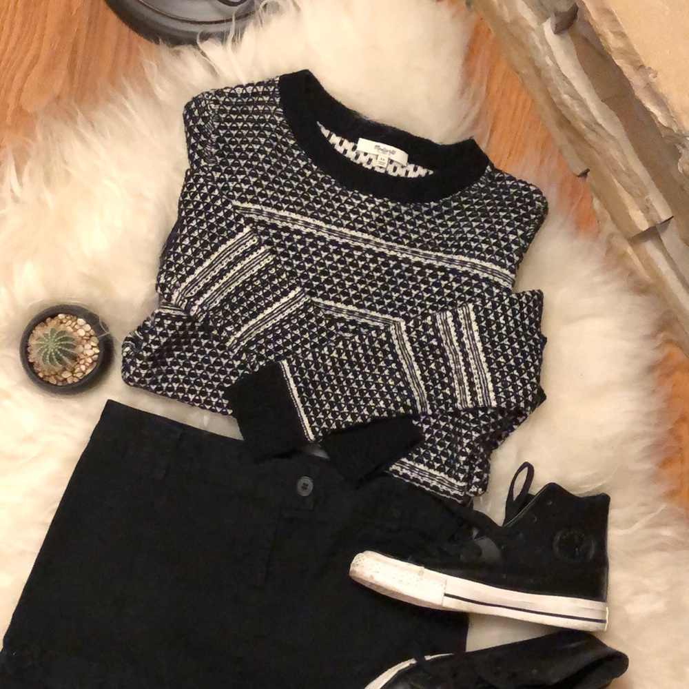 Madewell High Low textured knit sweater